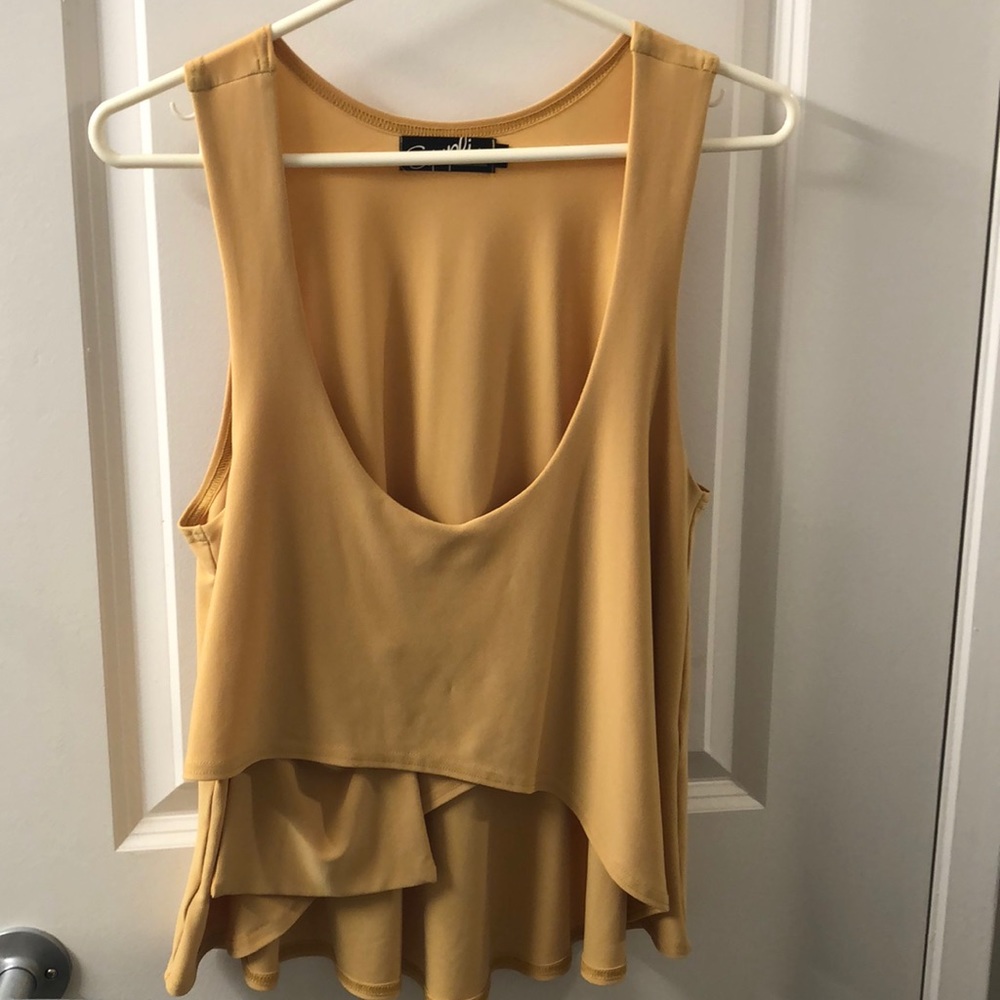 SYMPLI MUSTAR YELLOW SLEEVELESS TOP